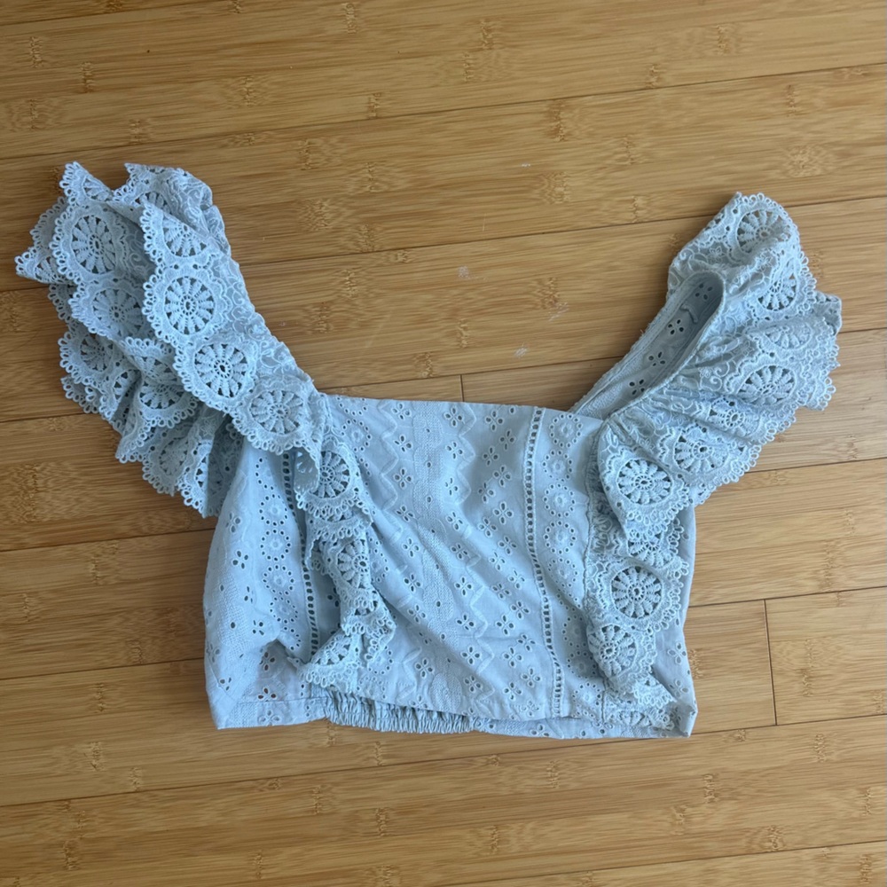 Altar’d State Sky Blue Eyelet Top